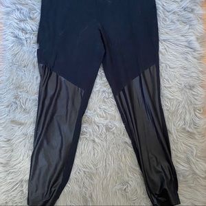 Black leggings with leather